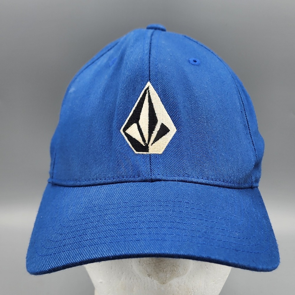 Vintage Rare Volcom Full Stone Flexfit Hat Blue White‎ Stitched Size S/M